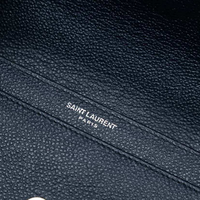Saint Laurent Small Grained Calfskin Monogram Sunset Crossbody Blue Leather Good condition - Box View