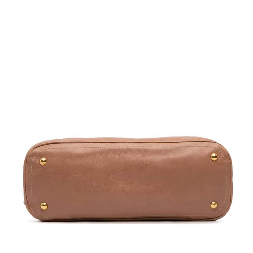 Prada Glace Calf Frame Satchel Brown Leather Good condition - Inside View