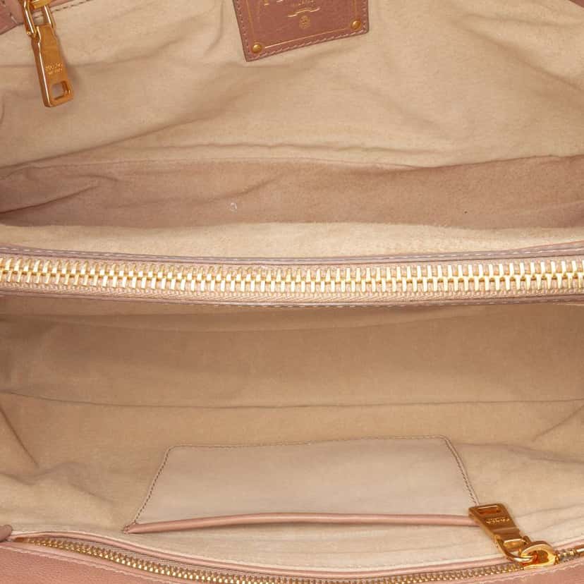 Prada Glace Calf Frame Satchel Brown Leather Good condition - Model View