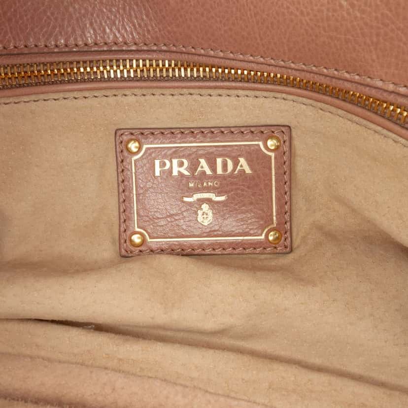 Prada Glace Calf Frame Satchel Brown Leather Good condition - Box View