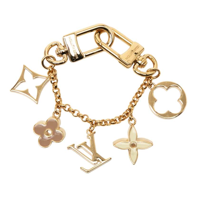 Louis Vuitton Gold Plated Fleur de Monogram Bag Charm Gold Metal Good condition - Back View