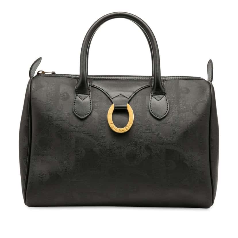Dior Diorissimo Trotter Coated Canvas Boston Bag Black Canvas Good condition - Front View