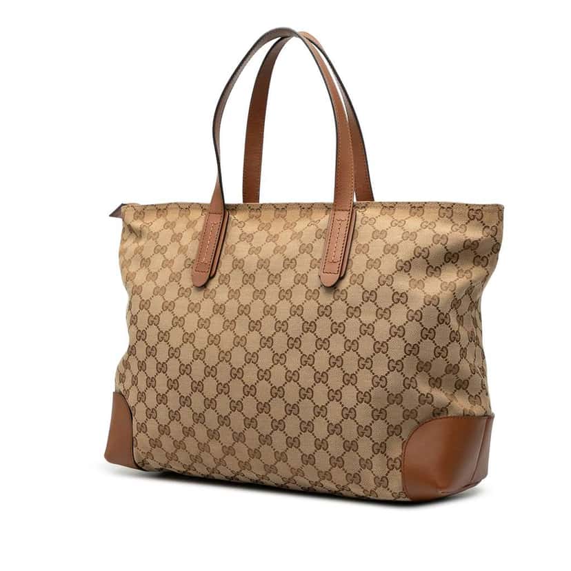 Gucci GG Canvas Web Tote Brown Canvas Good condition - Back View