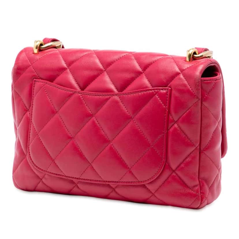 Chanel Large Quilted Lambskin Funky Town Flap Red Leather Good condition - Back View