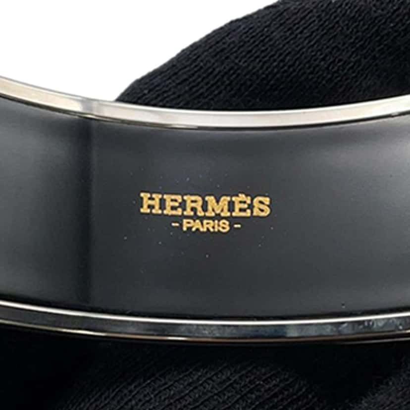 Hermès Wide Grand Apparat Platine 2 Enamel Bangle 65 Black Good condition - Model View