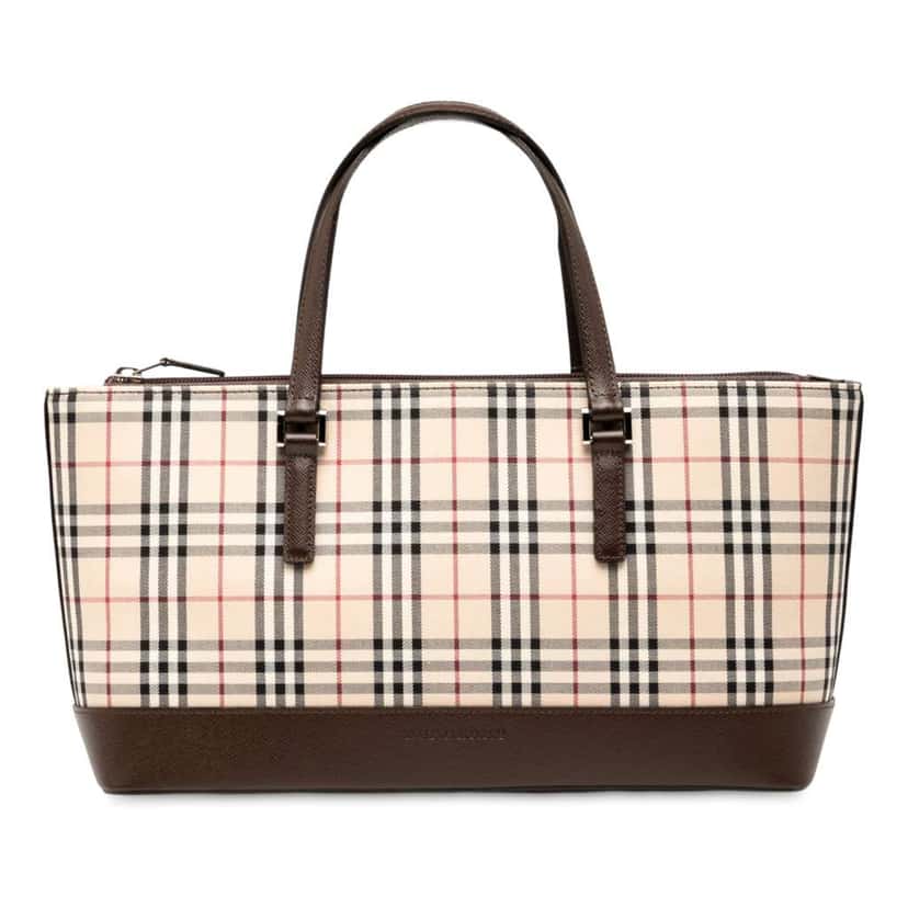 Burberry House Check Canvas Tote Brown Canvas Very good condition - Front View