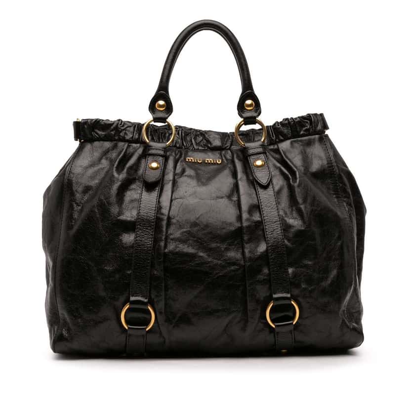 Miu Miu Vitello Shine Satchel Black Leather Good condition - Front View