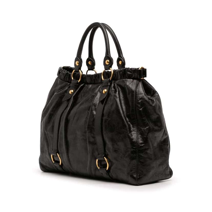 Miu Miu Vitello Shine Satchel Black Leather Good condition - Back View