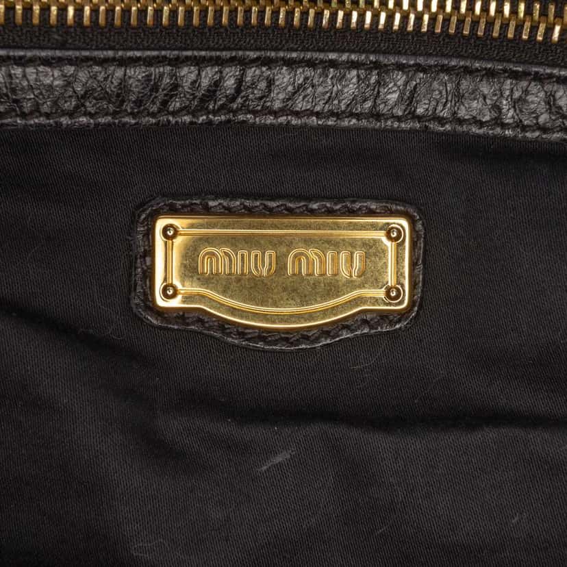 Miu Miu Vitello Shine Satchel Black Leather Good condition - Box View