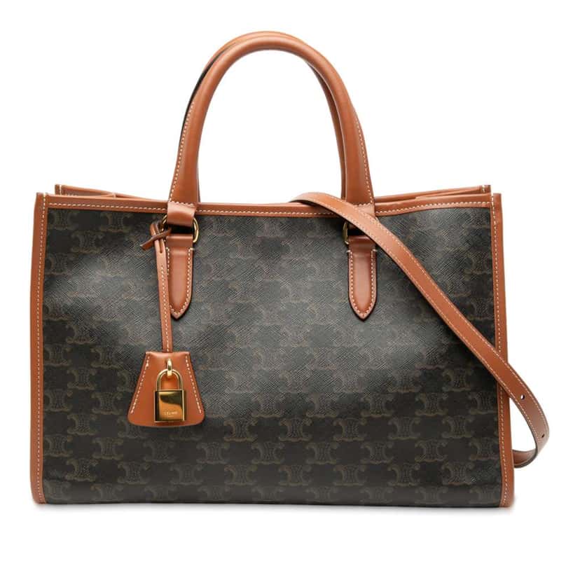 Celine Mini Triomphe Coated Canvas Horizontal Cabas Tote Brown Canvas Good condition - Front View