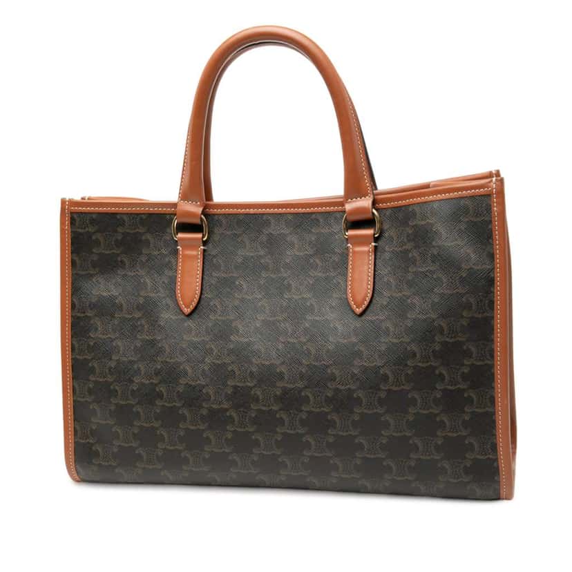 Celine Mini Triomphe Coated Canvas Horizontal Cabas Tote Brown Canvas Good condition - Back View