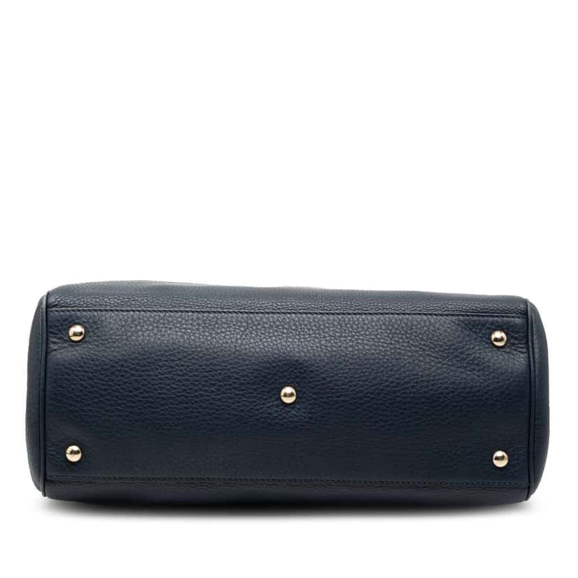 Gucci Medium Calfskin Bamboo Shopper Satchel Blue Leather Good condition - Inside View