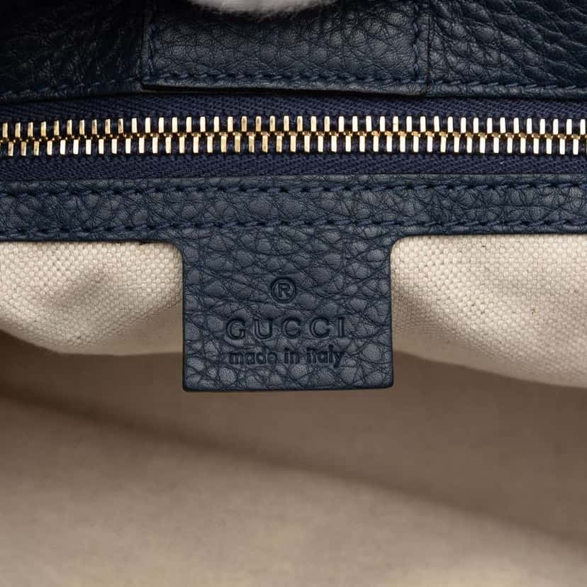 Gucci Medium Calfskin Bamboo Shopper Satchel Blue Leather Good condition - Box View