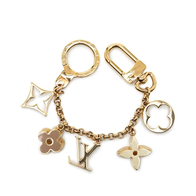 Louis Vuitton Gold Plated Fleur de Monogram Bag Charm Gold Metal Good condition - Back View