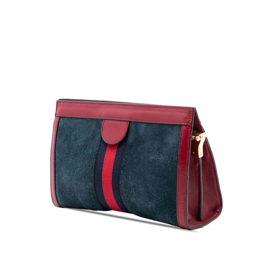 Gucci Small Suede Ophidia Chain Crossbody Blue Leather Very good condition - Back View