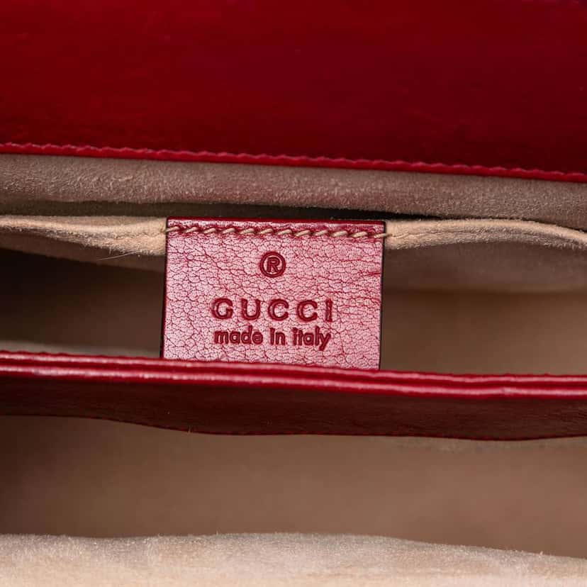 Gucci Small Suede Ophidia Chain Crossbody Blue Leather Very good condition - Box View