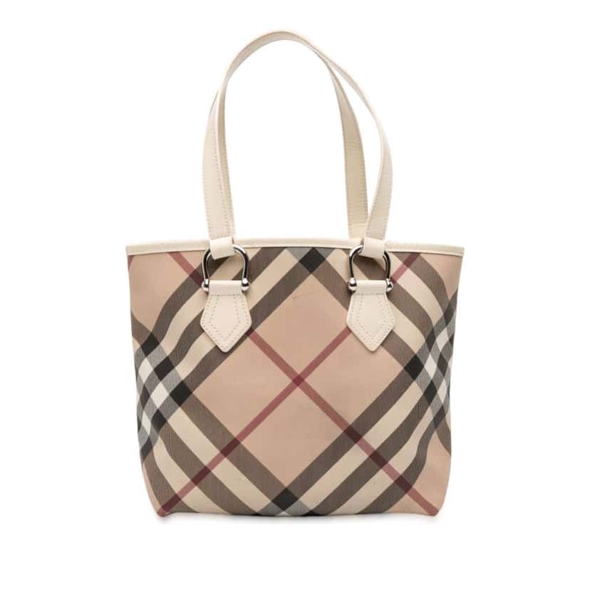 Burberry Supernova Check Coated Canvas Tote Brown Canvas Good condition - Front View