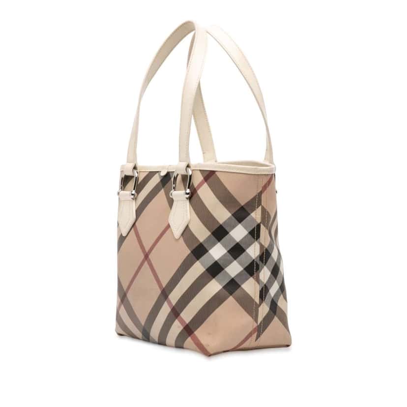Burberry Supernova Check Coated Canvas Tote Brown Canvas Good condition - Back View