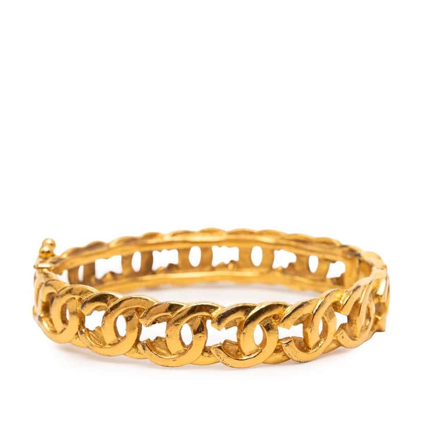 Chanel Gold Plated Interlocking CC Chain Bangle Gold Metal Good condition - Front View