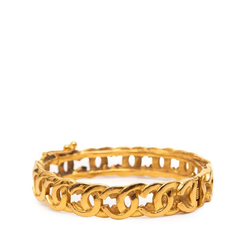 Chanel Gold Plated Interlocking CC Chain Bangle Gold Metal Good condition - Back View