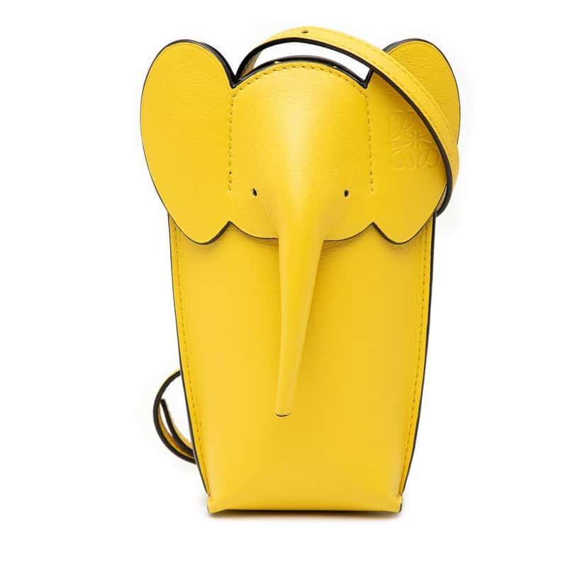 Loewe Leather Elephant Pocket Crossbody Yellow Leather Very good condition - Front View