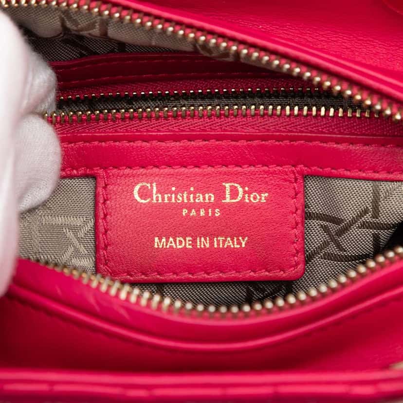 Dior Medium Lambskin Cannage Lady Dior Pink Leather Very good condition - Box View