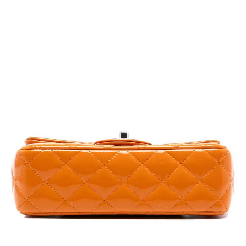 Chanel Mini Rectangular Classic Patent Single Flap Orange Leather Good condition - Inside View