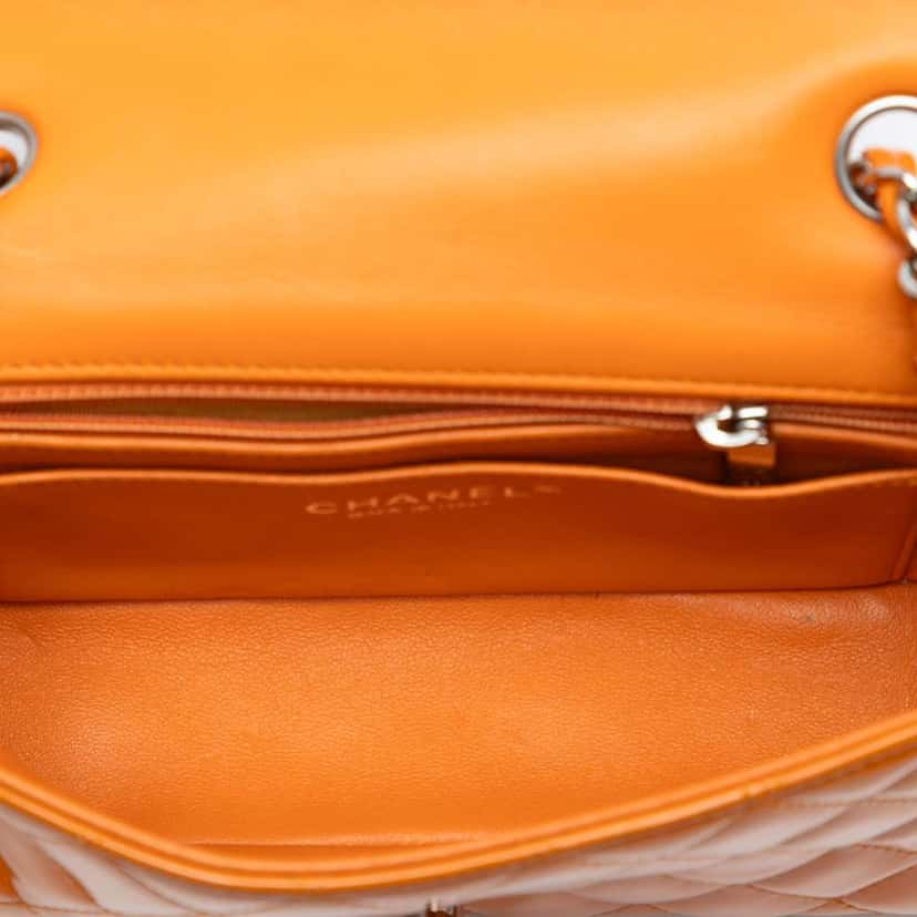 Chanel Mini Rectangular Classic Patent Single Flap Orange Leather Good condition - Model View