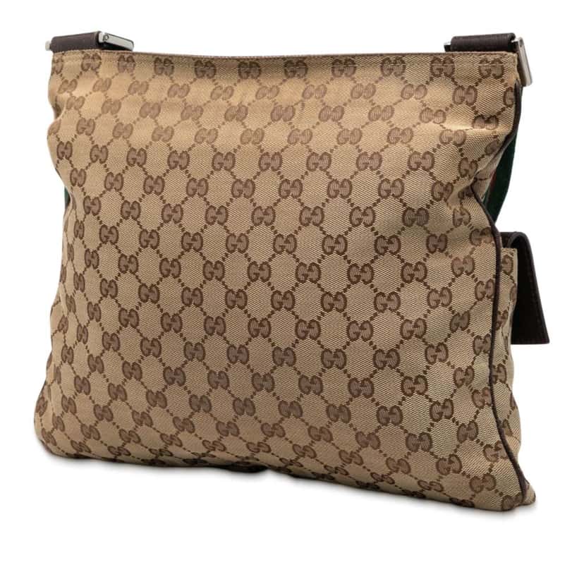Gucci GG Canvas Web Double Pocket Crossbody Brown Canvas Fair condition - Back View