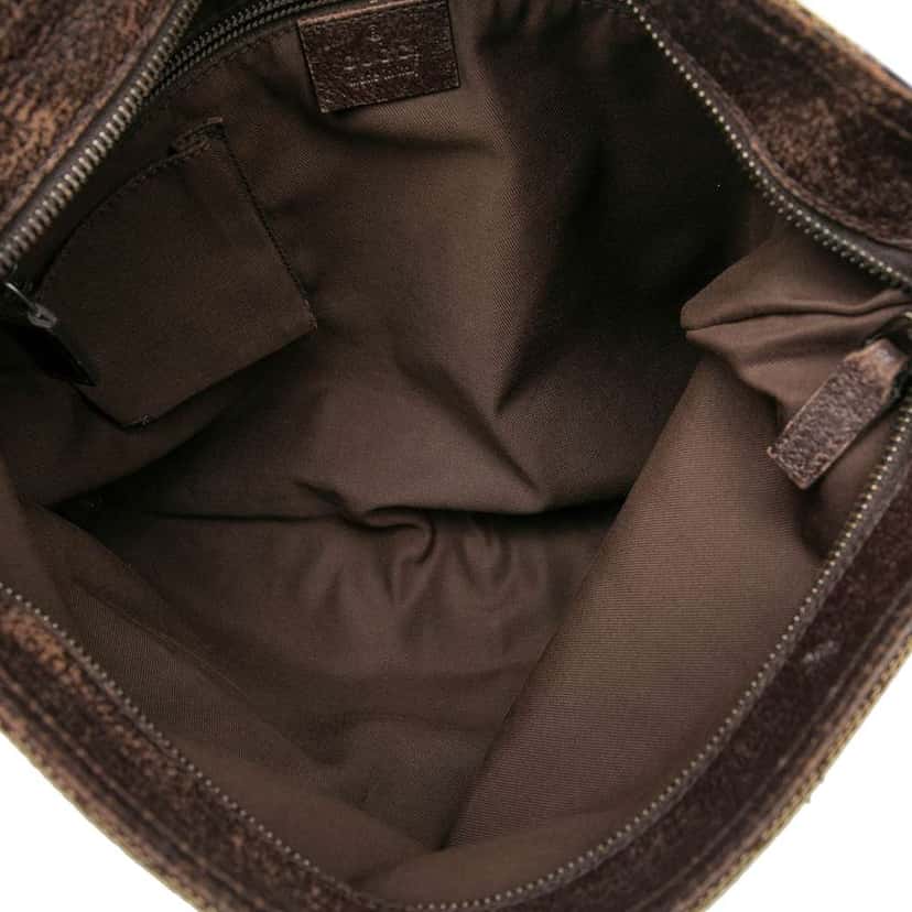 Gucci GG Canvas Web Double Pocket Crossbody Brown Canvas Fair condition - Model View