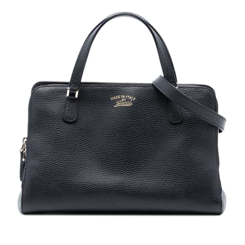Gucci Calfskin Swing Top Handle Satchel Black Leather Good condition - Front View
