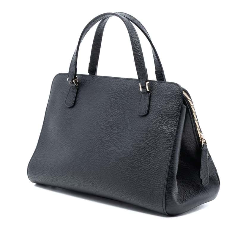 Gucci Calfskin Swing Top Handle Satchel Black Leather Good condition - Back View