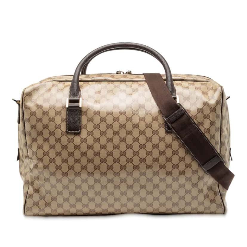 Gucci GG Crystal Duffle Bag Brown Canvas Good condition - Front View