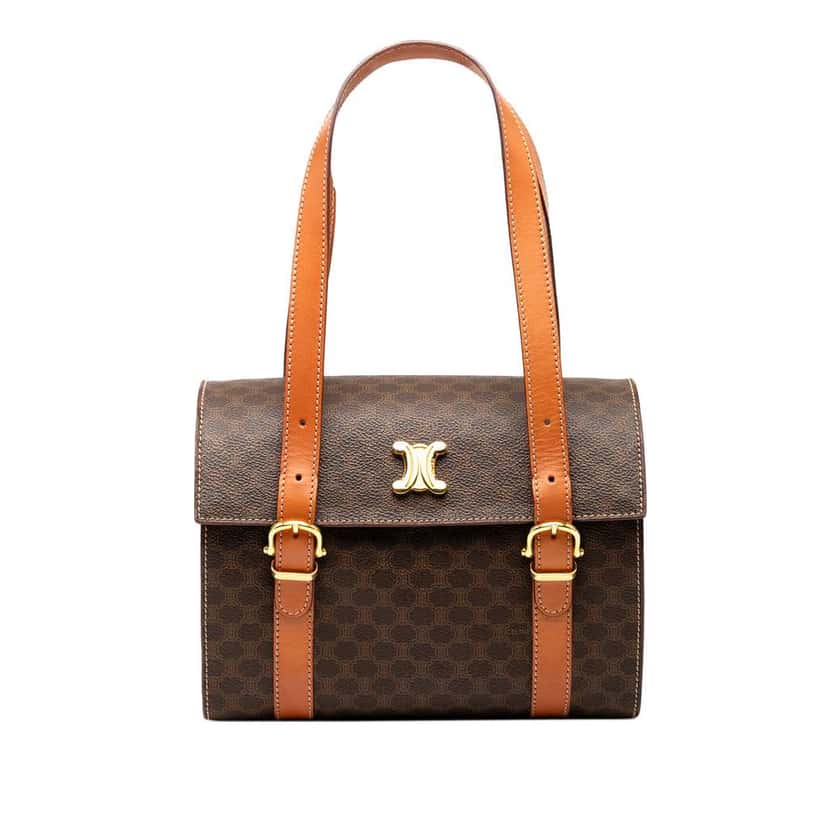 Celine Macadam Coated Canvas Triomphe Blason Handbag Brown Canvas Good condition - Front View