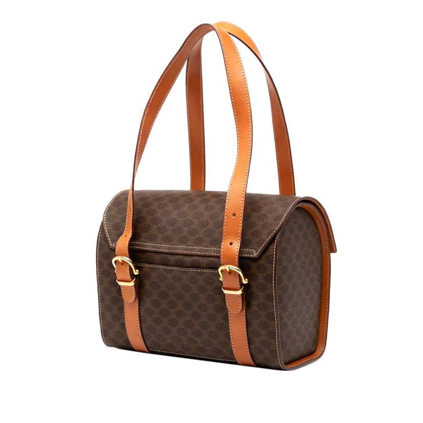 Celine Macadam Coated Canvas Triomphe Blason Handbag Brown Canvas Good condition - Back View