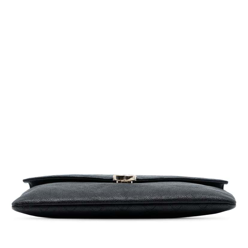 Chanel Paris Cuba Quilted Caviar Thread Around Envelope Clutch Black Leather Good condition - Inside View