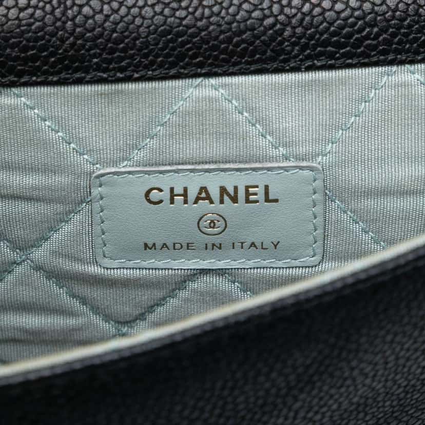 Chanel Paris Cuba Quilted Caviar Thread Around Envelope Clutch Black Leather Good condition - Box View
