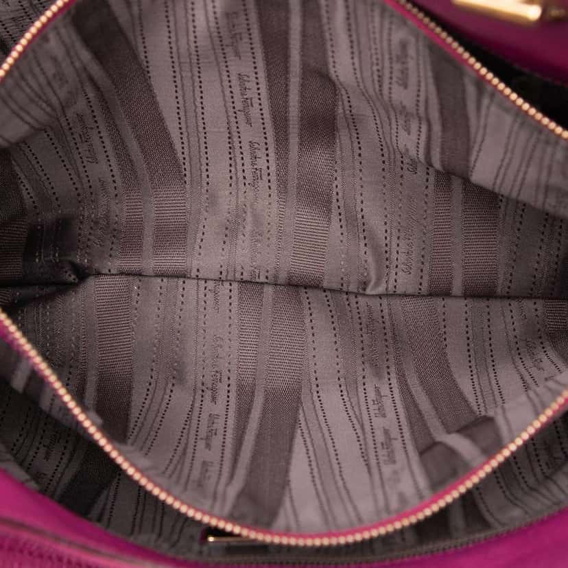 Salvatore Ferragamo Medium Leather Betulla Tote Purple Leather Good condition - Model View