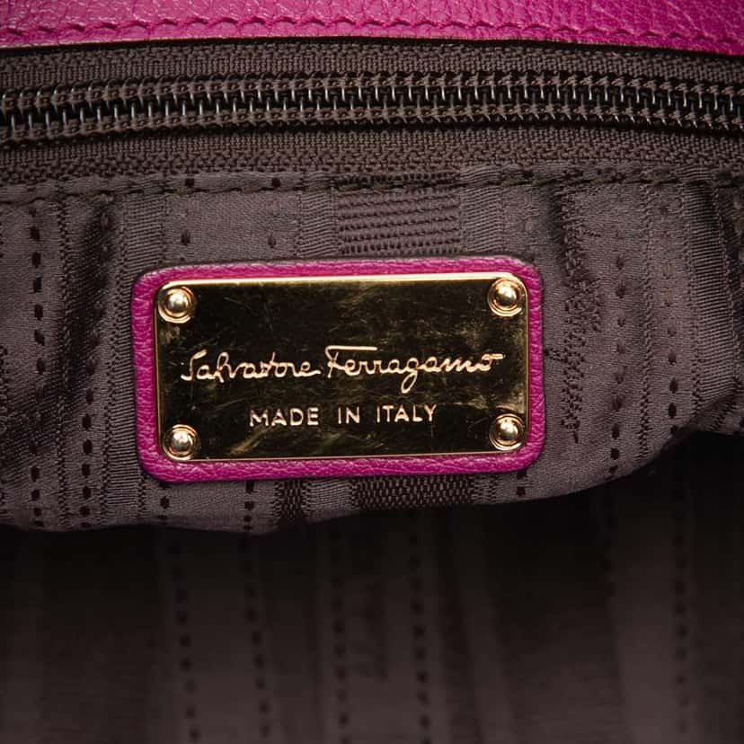 Salvatore Ferragamo Medium Leather Betulla Tote Purple Leather Good condition - Box View