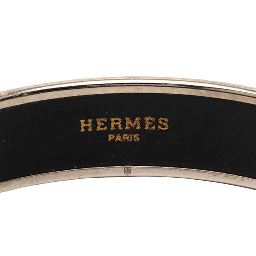 Hermès Wide Printed Enamel Bangle 65 Blue Good condition - Box View