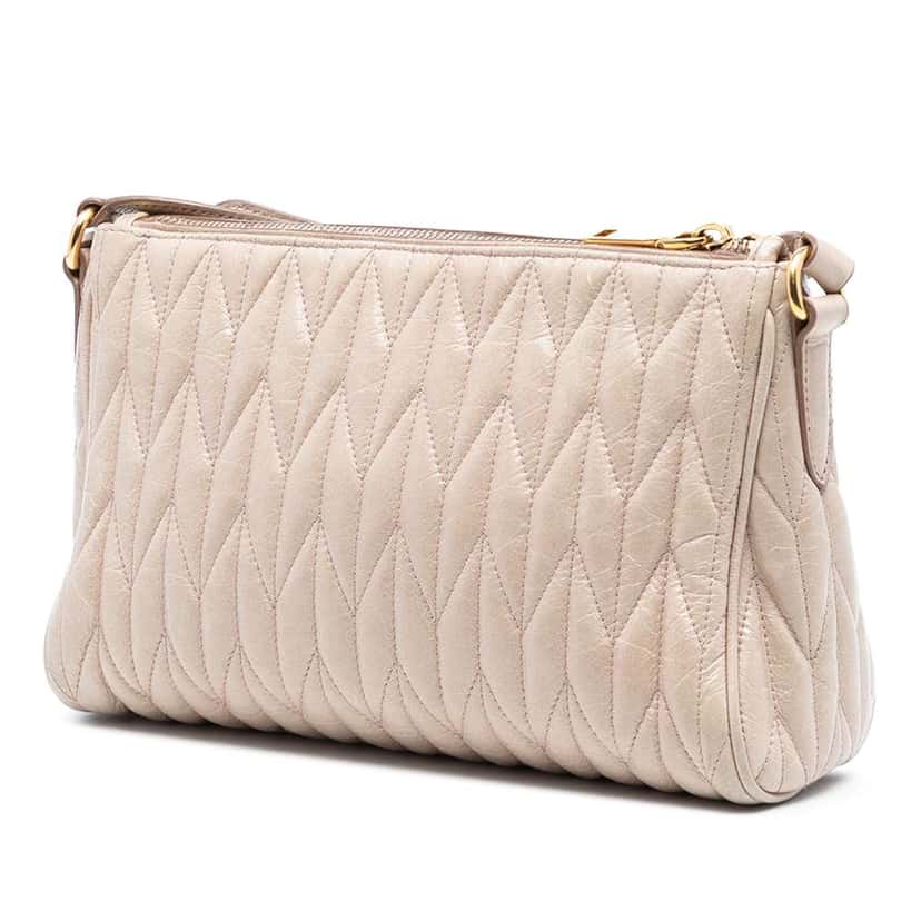 Miu Miu Matelasse Leather Bow Shoulder Bag Brown Leather Good condition - Back View
