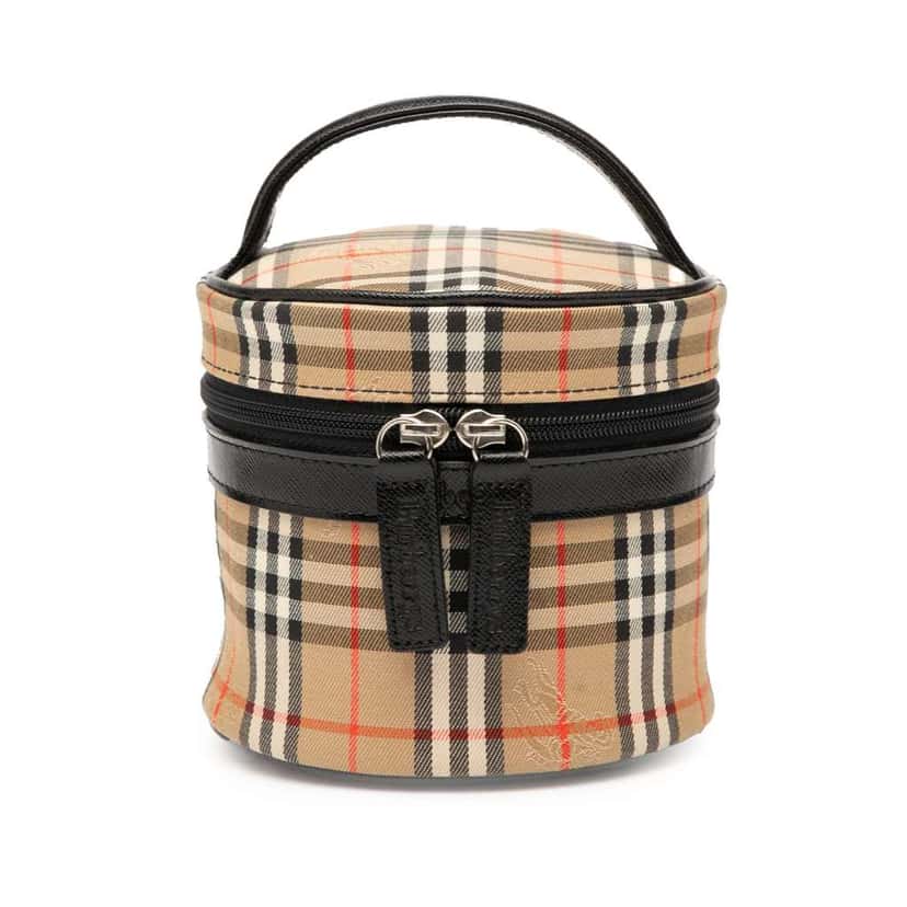 Burberry Haymarket Check Canvas Vanity Bag Brown Canvas Good condition - Front View