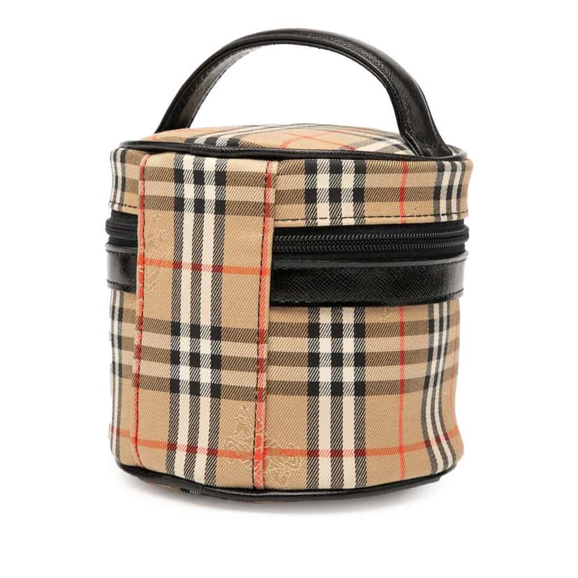 Burberry Haymarket Check Canvas Vanity Bag Brown Canvas Good condition - Back View
