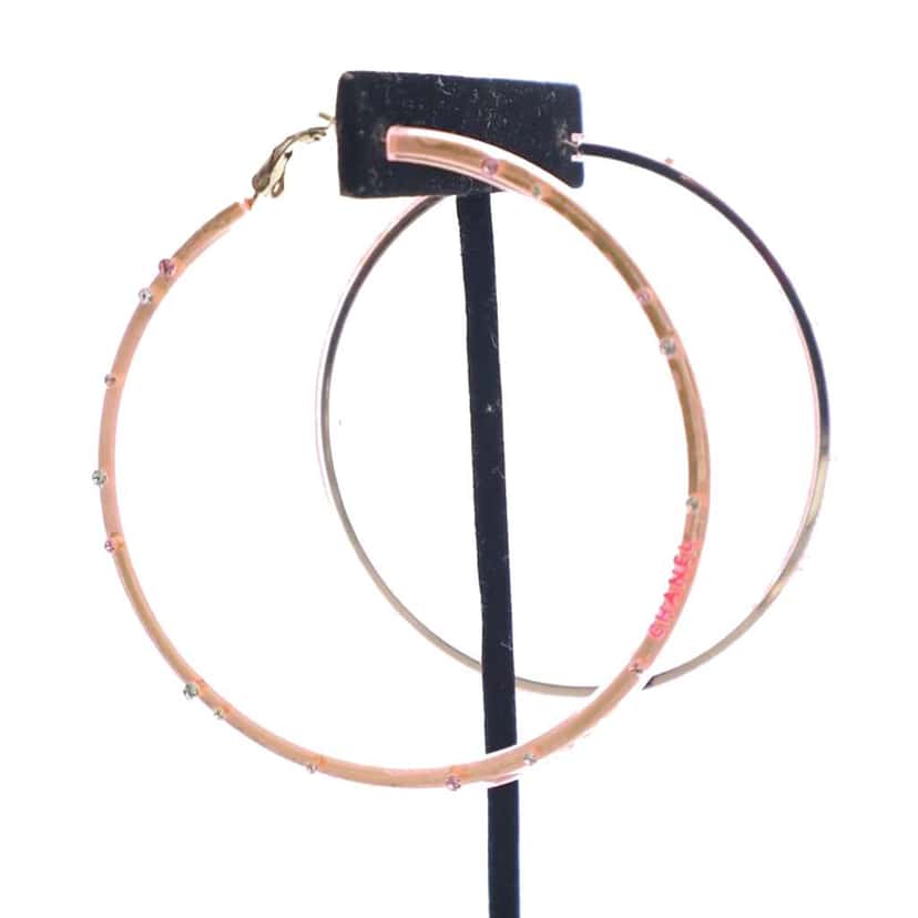 Chanel Acrylic Crystal Hoop Earrings Pink Good condition - Inside View