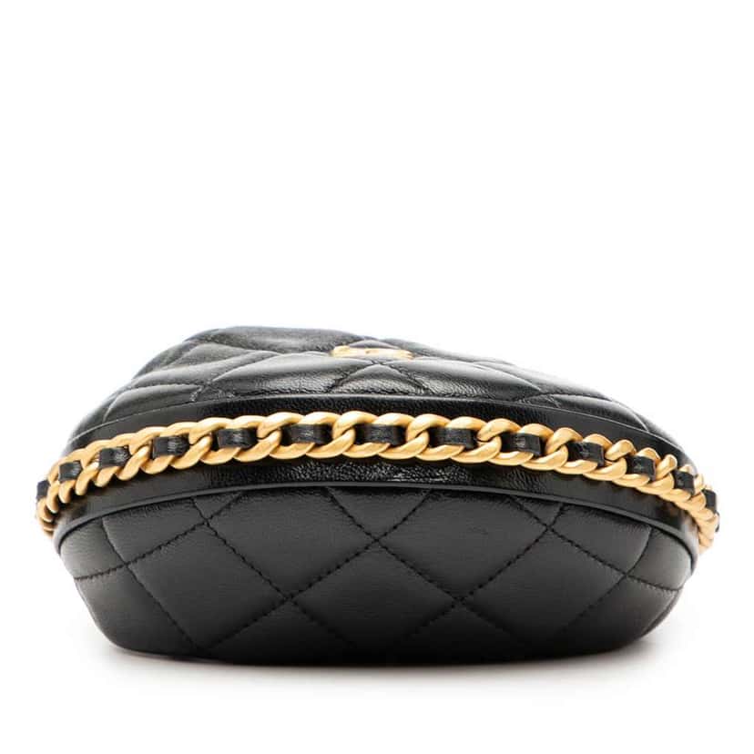 Chanel Mini Quilted Lambskin Chain Around Pouch Black Leather Good condition - Inside View