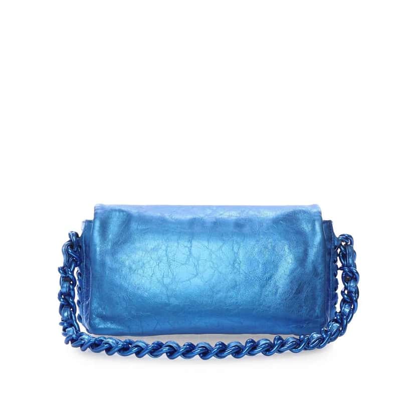 Chanel CC Metallic Calfskin Modern Chain Flap Blue Leather Good condition - Model View