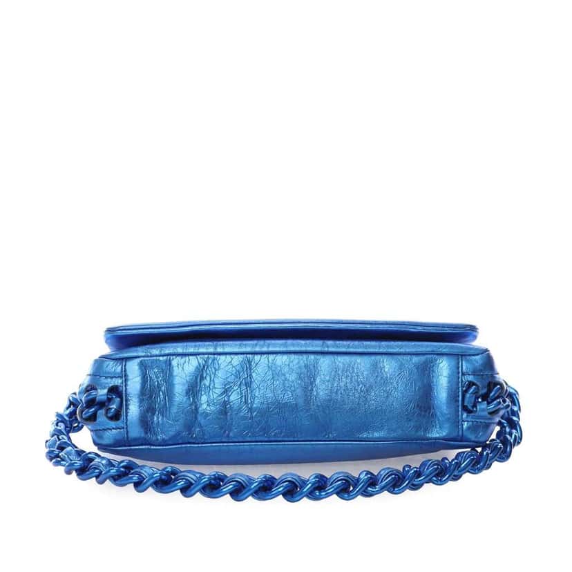 Chanel CC Metallic Calfskin Modern Chain Flap Blue Leather Good condition - Box View
