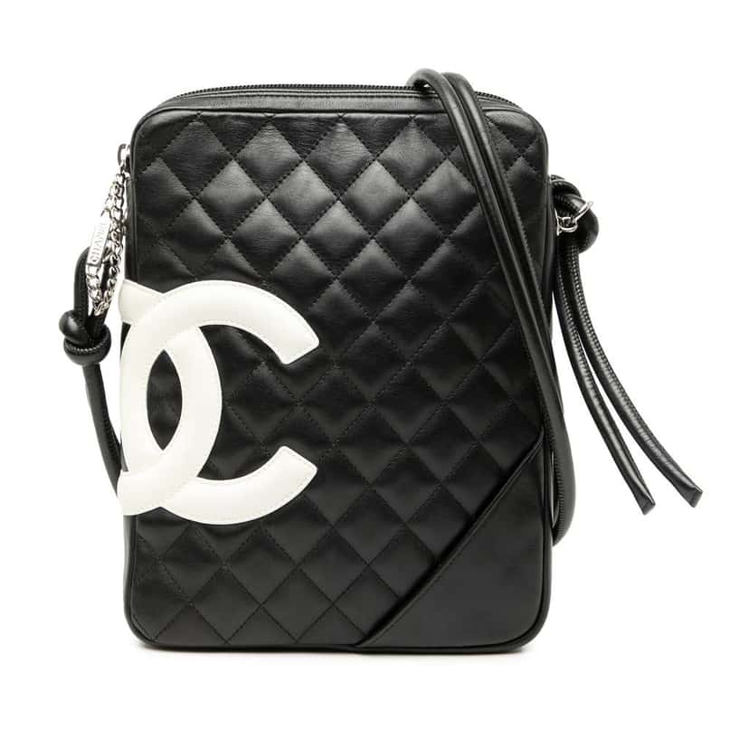 Chanel Quilted Lambskin Cambon Ligne Crossbody Black Leather Very good condition - Front View