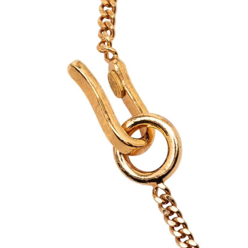 Chanel Gold Plated Faux Pearl CC Pendant Necklace Gold Metal Good condition - Inside View