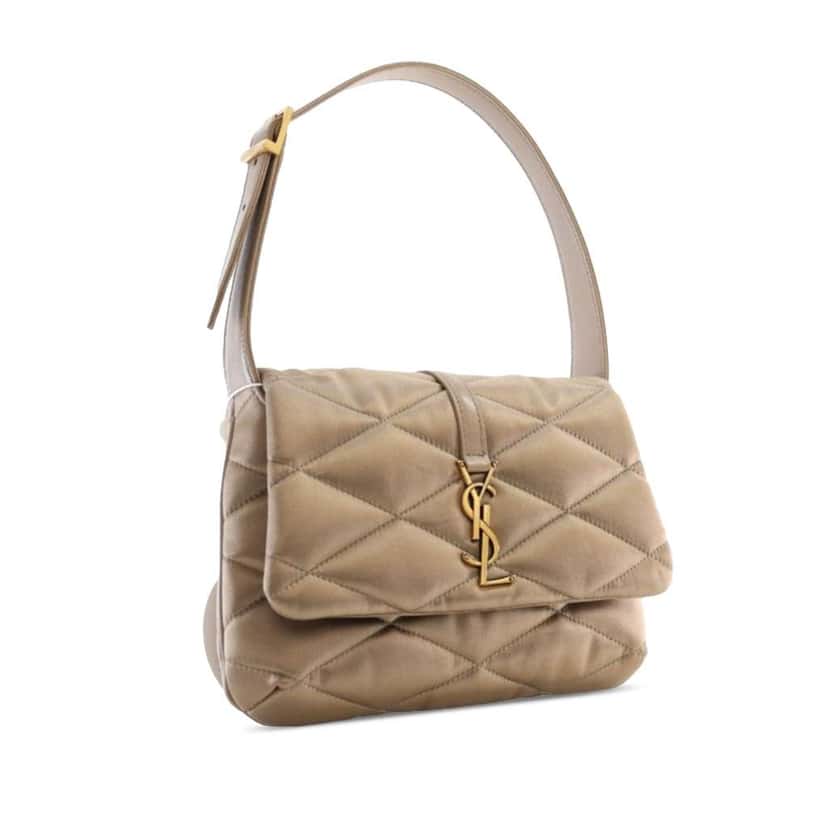 Saint Laurent Quilted Lambskin Le 57 Diamond Shoulder Bag Brown Leather Good condition - Back View